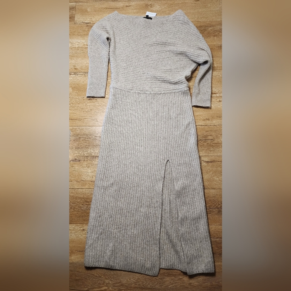NWT BANANA REPUBLIC Colleta Soft Wool Yak Hair Midi Sweater Dress XL Side Slit - Picture 5 of 11